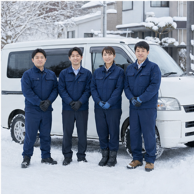 札幌のスタッフと作業車両